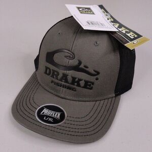 Drake Fishing Hat Cap L/XL Stretch Fit Green Black DPF Mesh Back‎ NWT Proflex